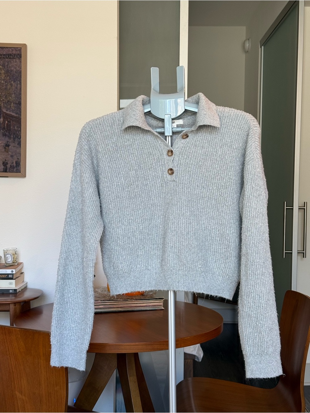 bp - Light Gray Polo Knit Sweater